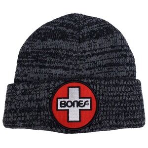 Bones Bearings Cuff Knit Hat Cap 3D Logo Gray Black New